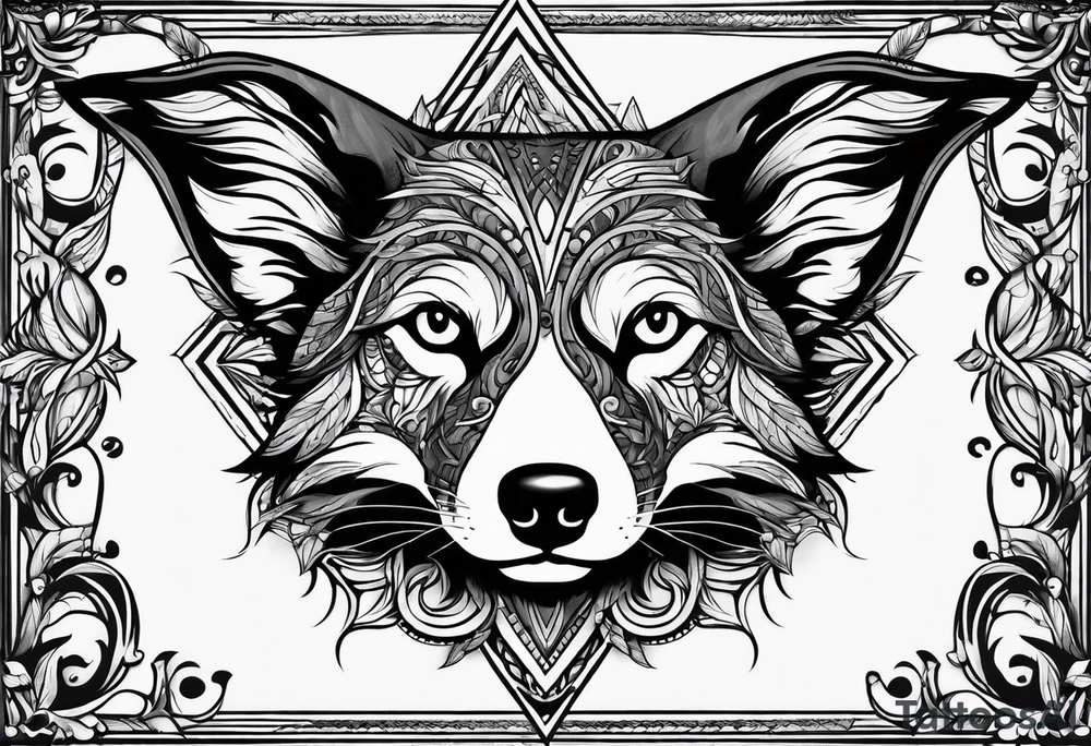 pointed dog ears tattoo idea