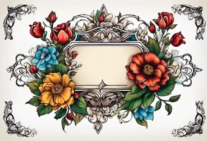 Vintage frame with flowers and space tattoo idea