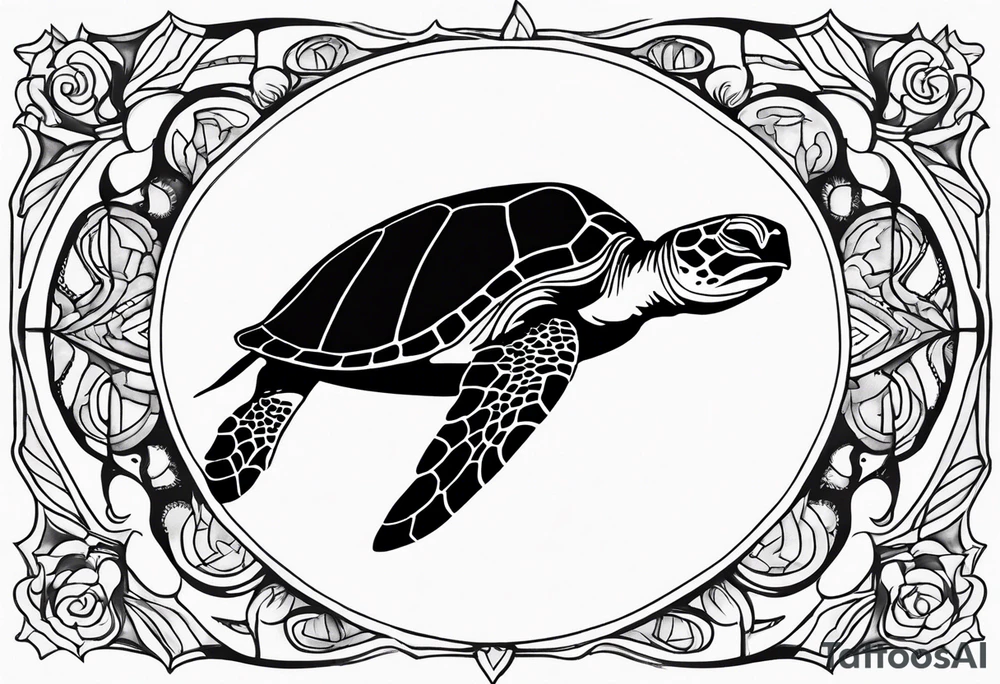 a serene sea turtle tattoo idea