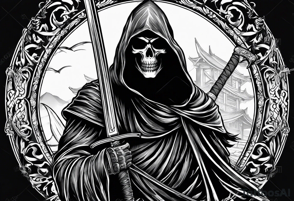 grim reaper with katana tattoo idea