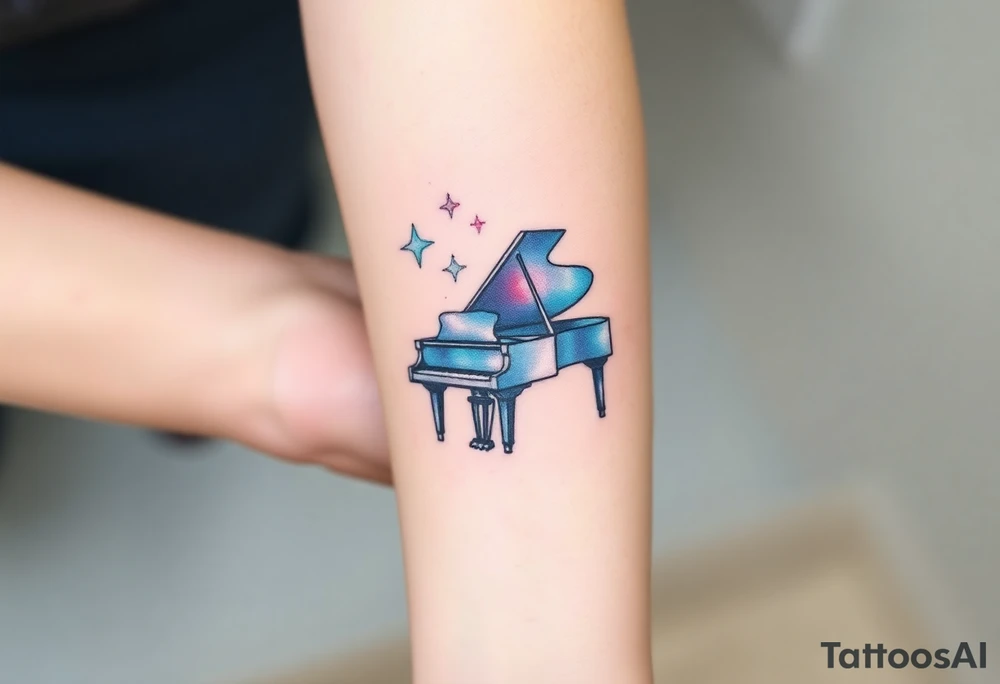 Grand piano under stars tattoo idea