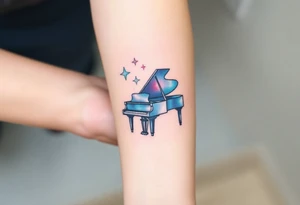Grand piano under stars tattoo idea