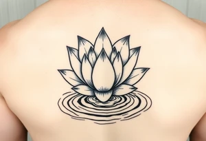 serene lotus flower emerging from sacred waters with ripples tattoo idea