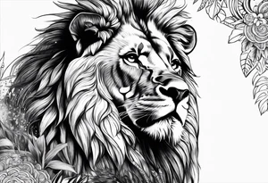 Lion involving Hawaiian water symbol tattoo idea