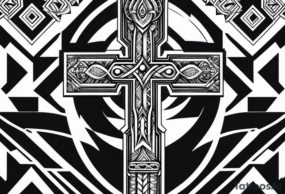 ankh mixed maori for whole arm tattoo idea