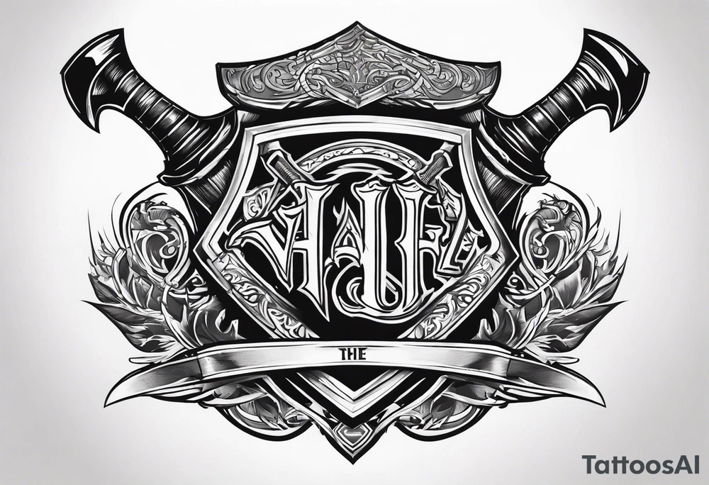 Valhalla  sword shield axe tattoo idea