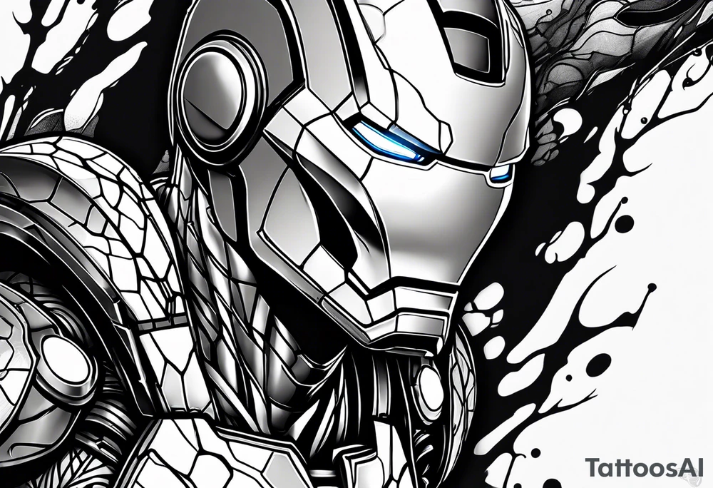 Iron man covered by venom symbiote tattoo idea
