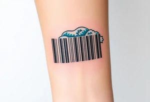 A barcode that seamlessly blends into ocean waves, symbolizing a love as deep as the sea tattoo idea