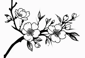 cherry blossom branch going from shoulder to wrist, wrap around bicep tattoo idea