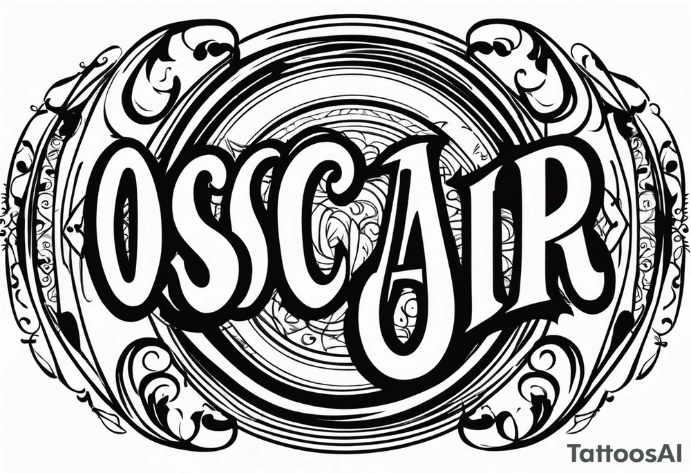 name in a circle: Oscar tattoo idea