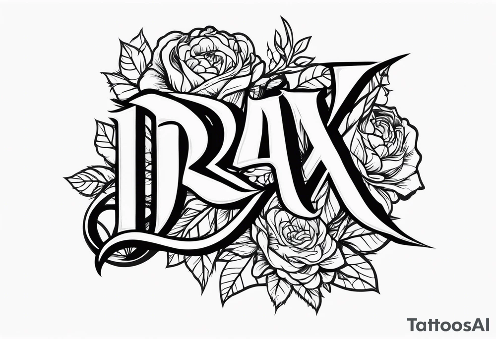 The name Drax in okd english font tattoo idea