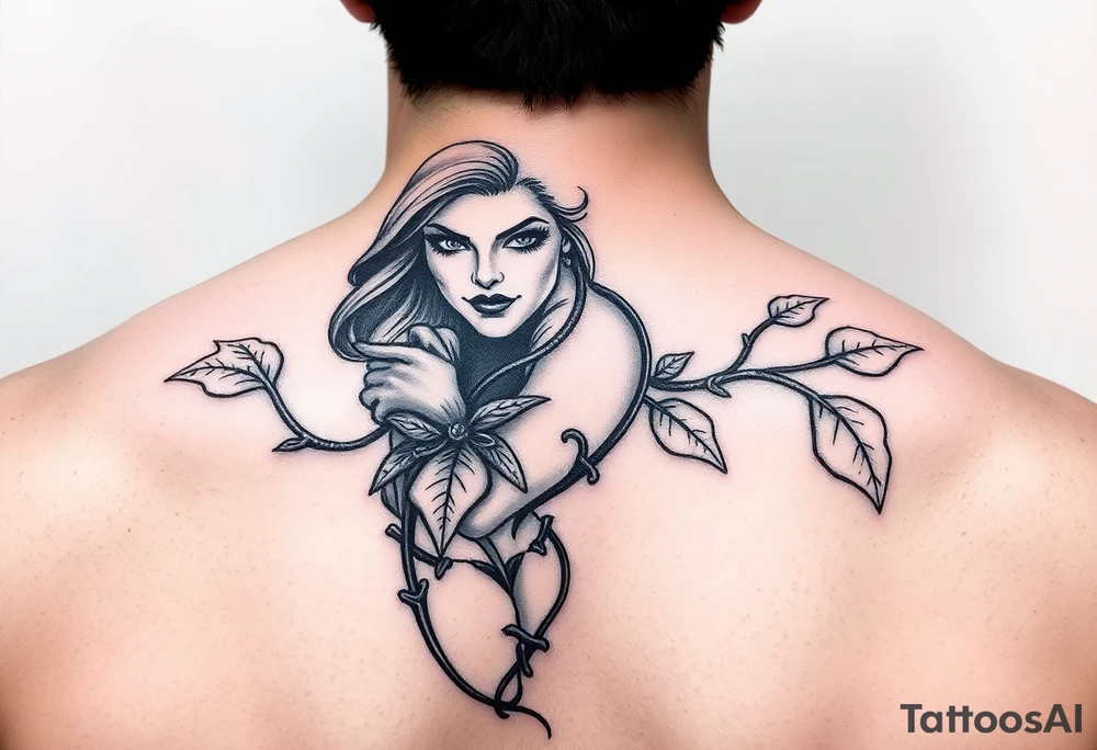 Poison ivy character sketch style tattoo idea