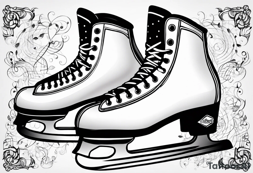 Skates with music notes tattoo idea