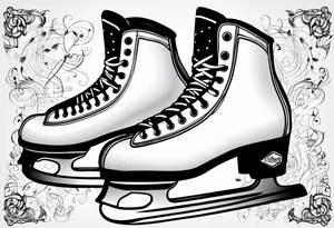 Skates with music notes tattoo idea