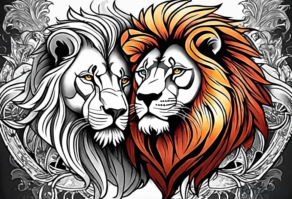 Male and Female. Lions. Power and love. One protecting the other tattoo idea