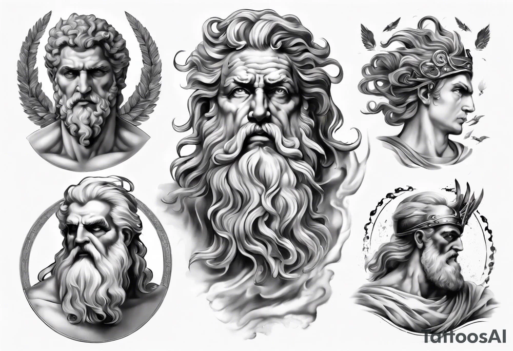 realistic zeus greek mythology tattoo idea