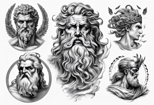 realistic zeus greek mythology tattoo idea