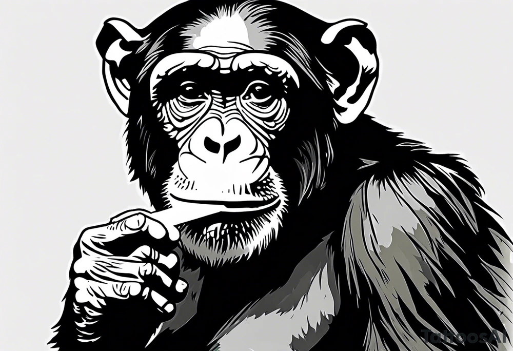 Chimpanzee smoking a cigarette tattoo idea