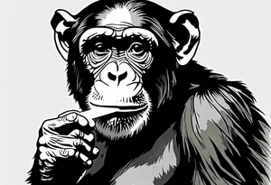 Chimpanzee smoking a cigarette tattoo idea
