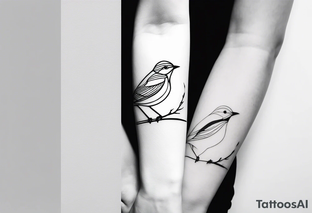 small bird minimal lines tattoo idea