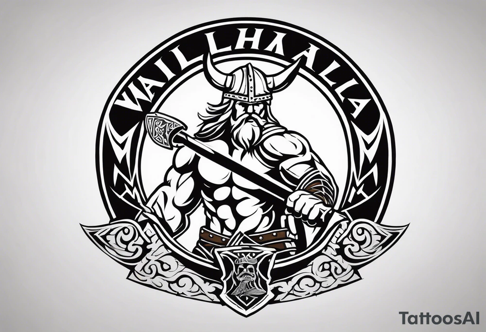 Valhalla viking shield axe sword warrior tattoo idea