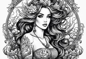 Russian mermaid creepy tattoo idea