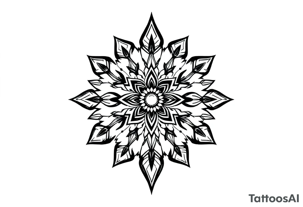 spiritual feather indian mandala shaman tattoo idea
