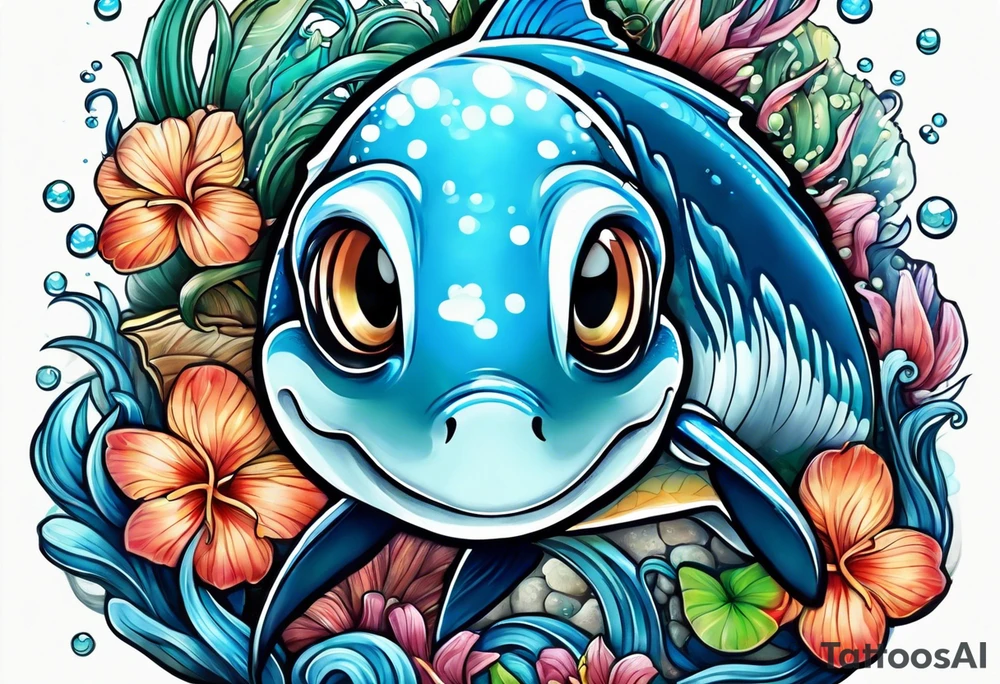Animal cute , ocean tattoo idea