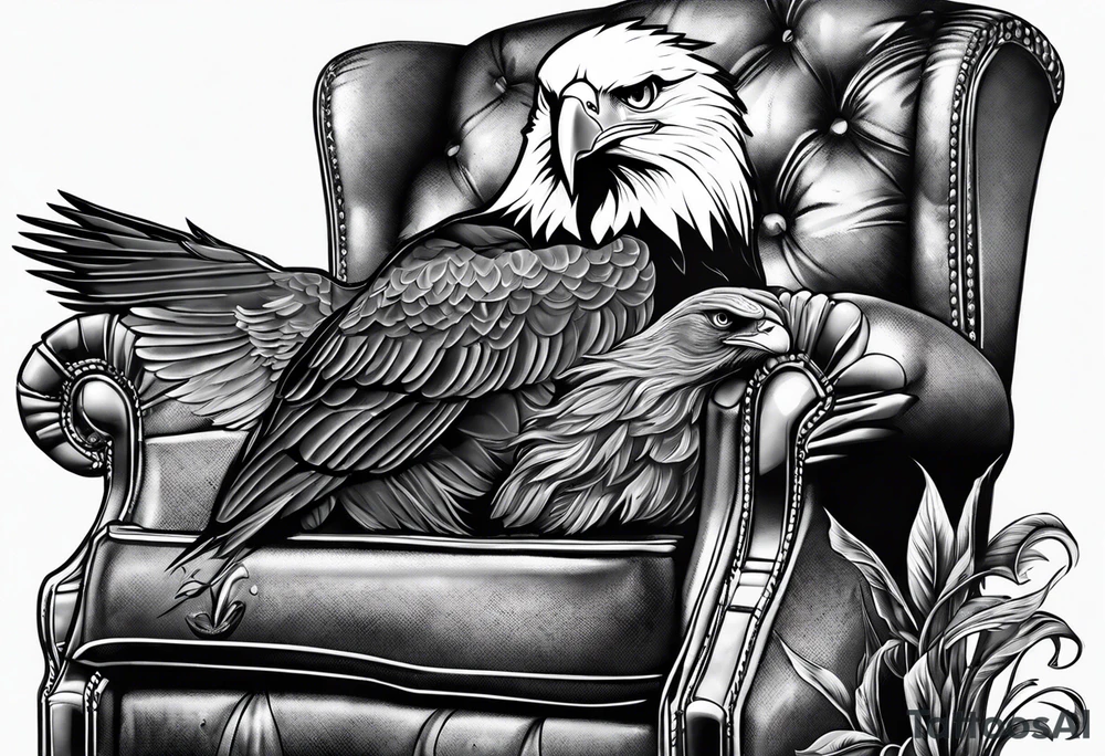 eagle and a female cardinal in a recliner tattoo idea