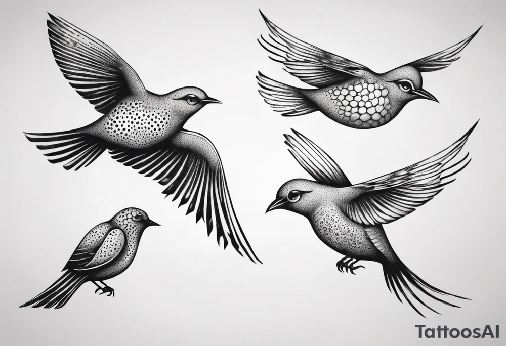 Three birds flying different sizes tattoo idea