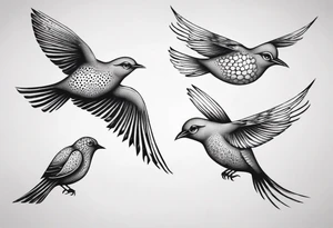 Three birds flying different sizes tattoo idea
