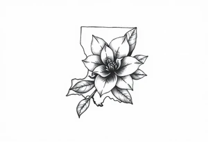 State or louisiana with magnolia flower in tooled leather tattoo idea