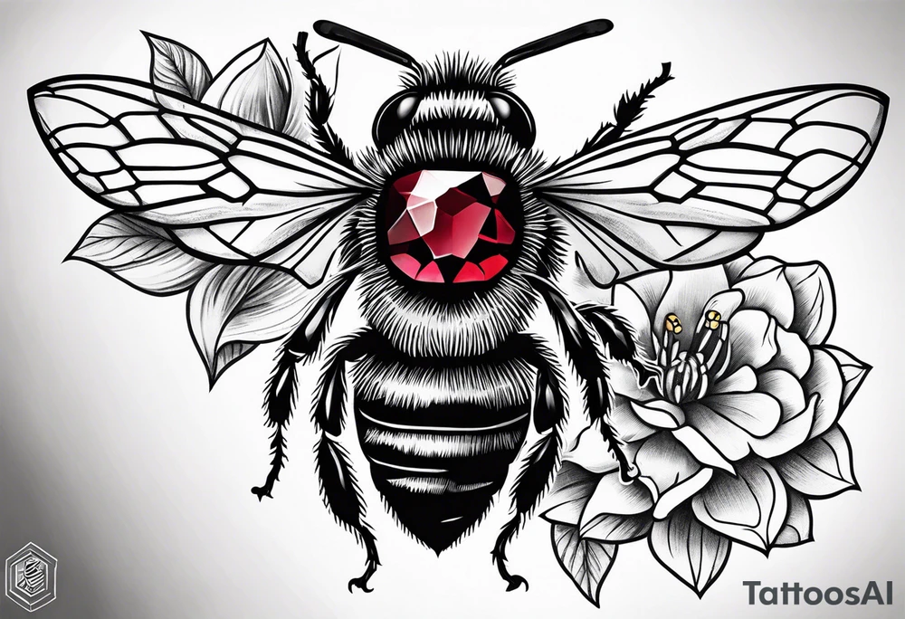 A forearm tattoo of a ruby gemstone and a honey bee tattoo idea
