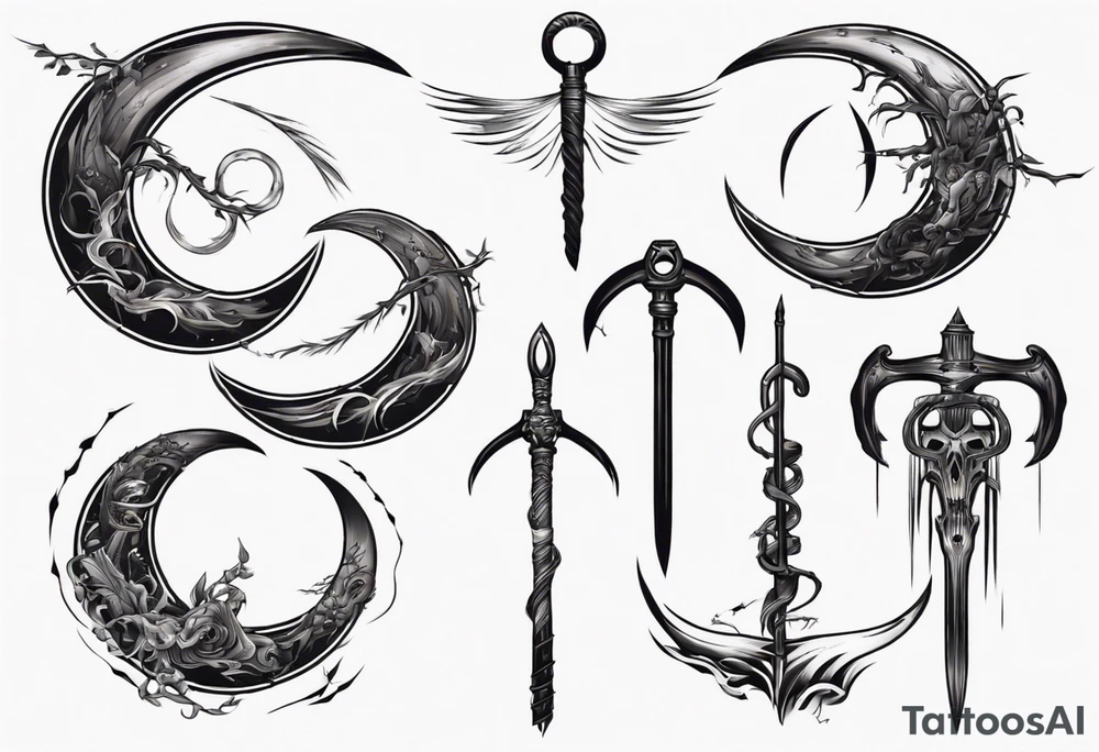 Long curved 
scythe tattoo idea