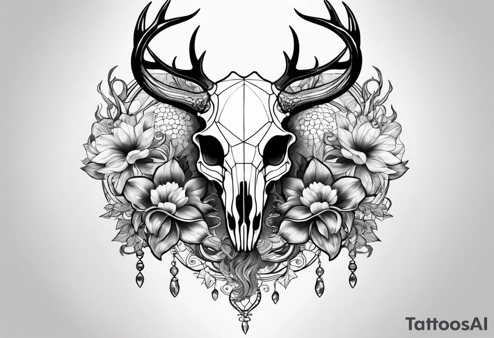 Deer skull with octopus tattoo idea