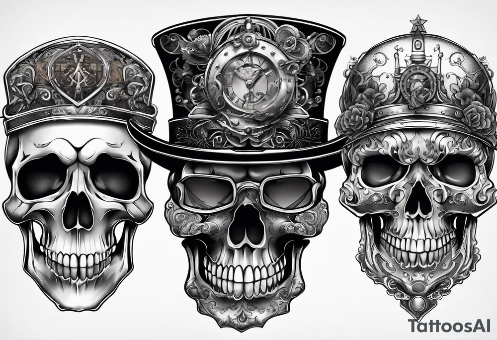 Steam punk style skull tattoo idea