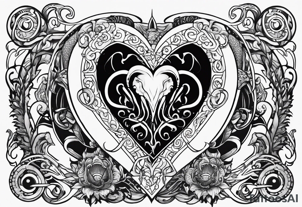 Long sleeve. Lovecraftian creature, protecting a heart. tattoo idea Long sleeve. Lovecraftian creature, protecting a heart. tattoo idea