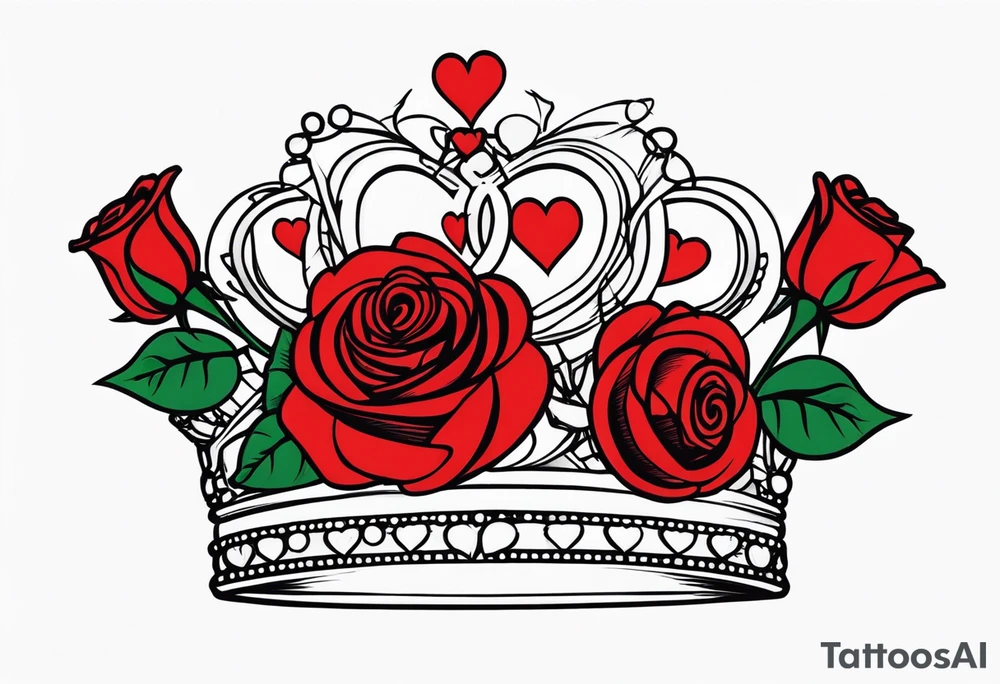 the red rose queen's crown with a heart tattoo idea