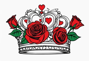 the red rose queen's crown with a heart tattoo idea