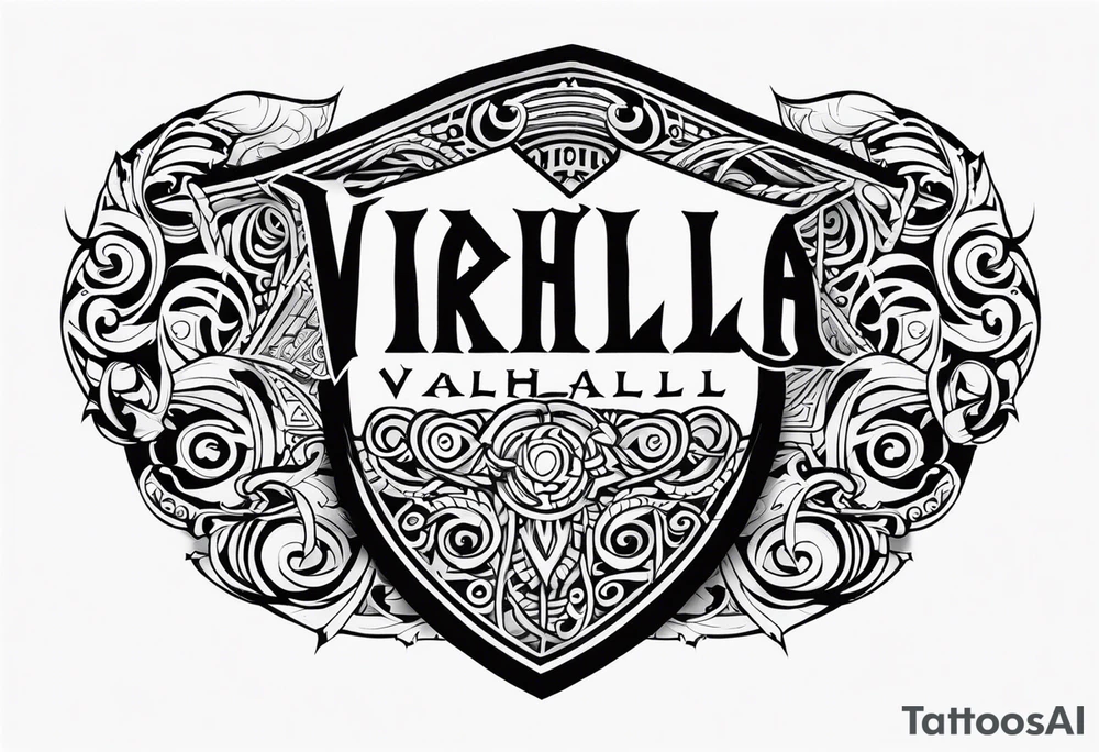 Valhalla viking gods shield tattoo idea