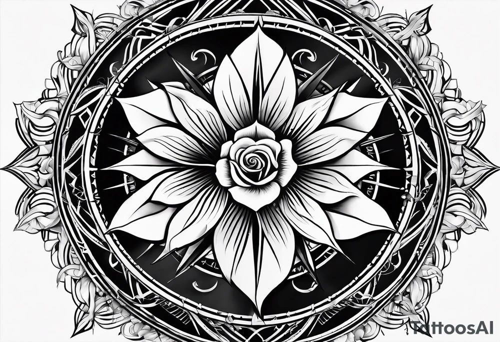 make a compass rose with long lines coming out of the tips of the rose tattoo idea