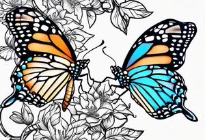 blue monarch butterflies on a vine tattoo idea