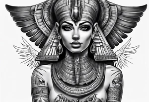 Egyptian full sleeve realistic tattoo idea