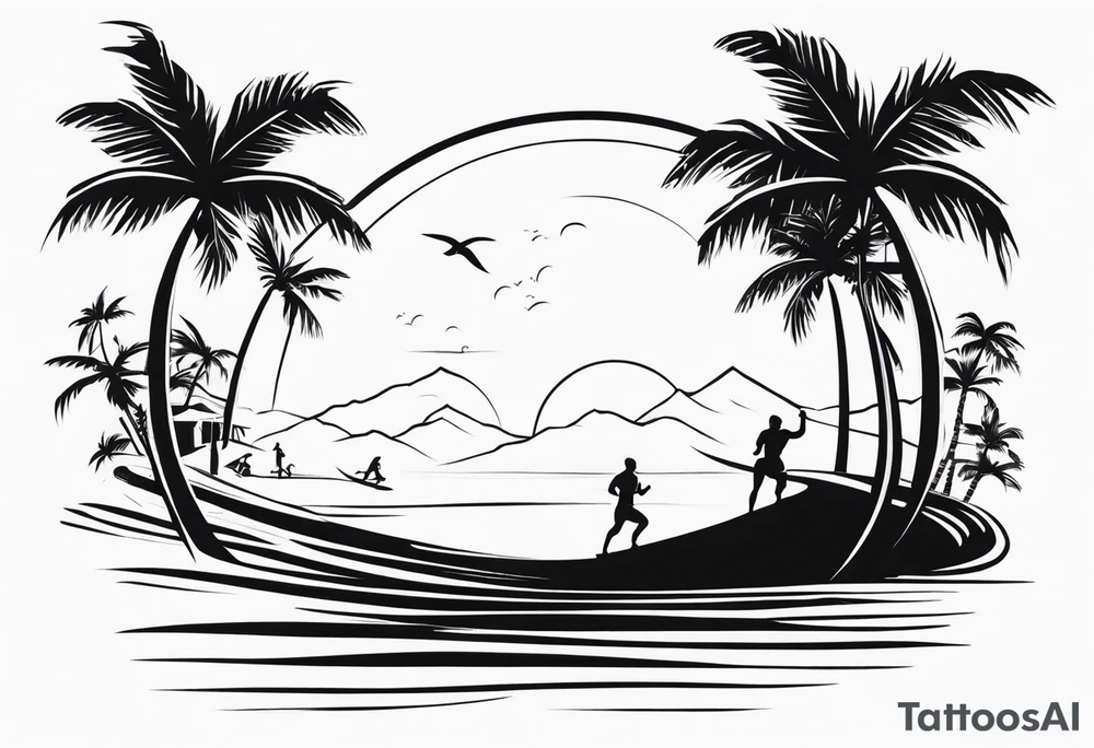 Crossfit, surf, palm tree tattoo idea