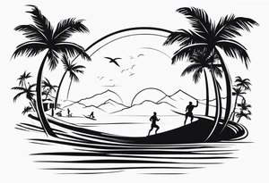 Crossfit, surf, palm tree tattoo idea