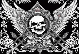 Family crest cool looking with katana tattoo idea