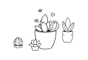 6 unique and Cute succulent and cacti in a pot tattoo idea