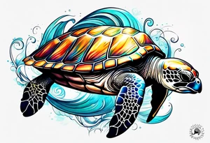 Turtle and manatee and dolphin tattoo idea