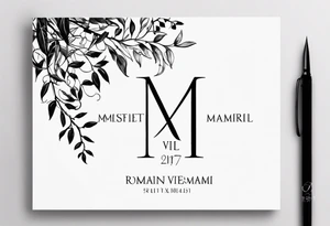 Roman numeral birth dates with vines tattoo idea