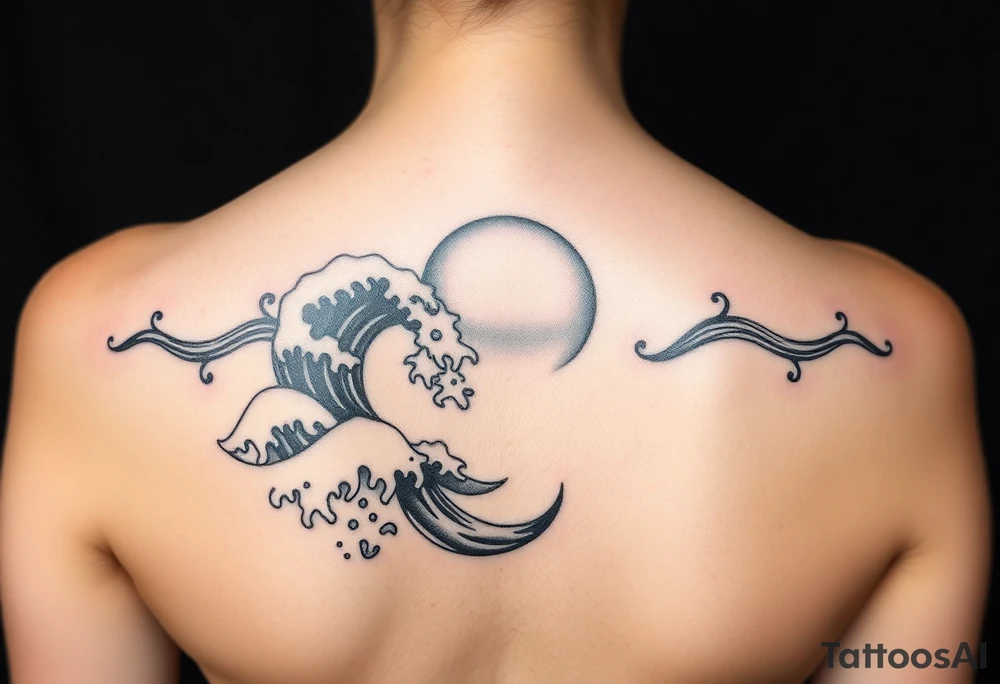 Ocean waves and a sunrise tattoo idea